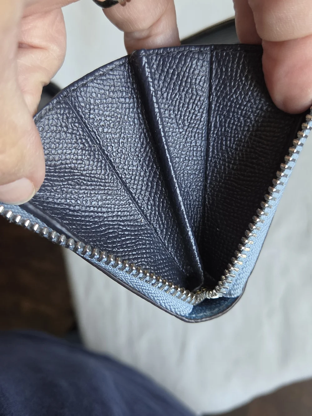 Coach Accordion Zip Wallet in Metallic Blue